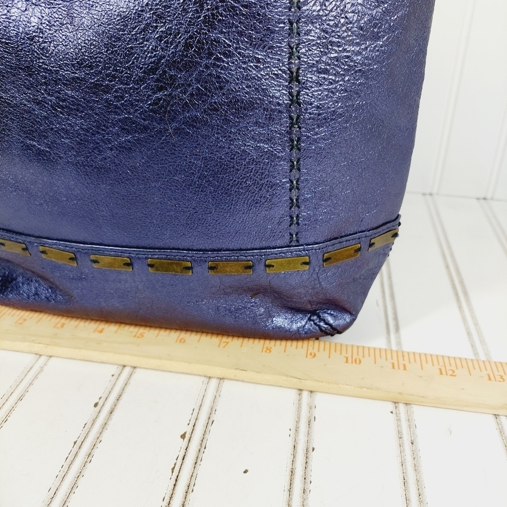 Metallic Blue Women’s Shoulder Bag - Picture 8 of 16